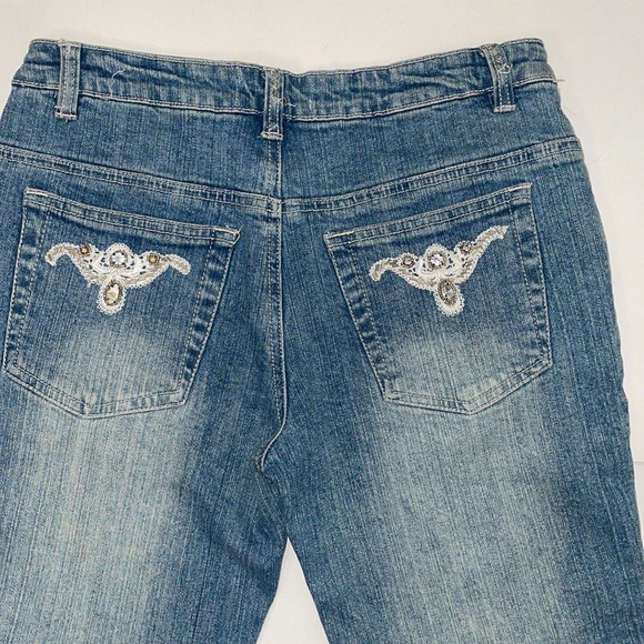 Retro Beaded Low Rise Denim Jeans - Picture 10 of 15